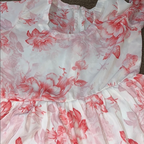 White see through dress with pink flowers on - Picture 4 of 5